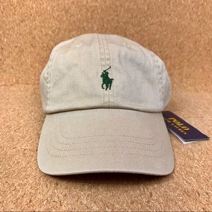 Polo Ralph Lauren Baseball Classic Cap  Buckle Strap back Cream Green Logo
